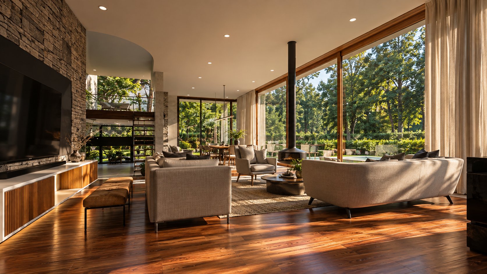 Living Room with Garden Views